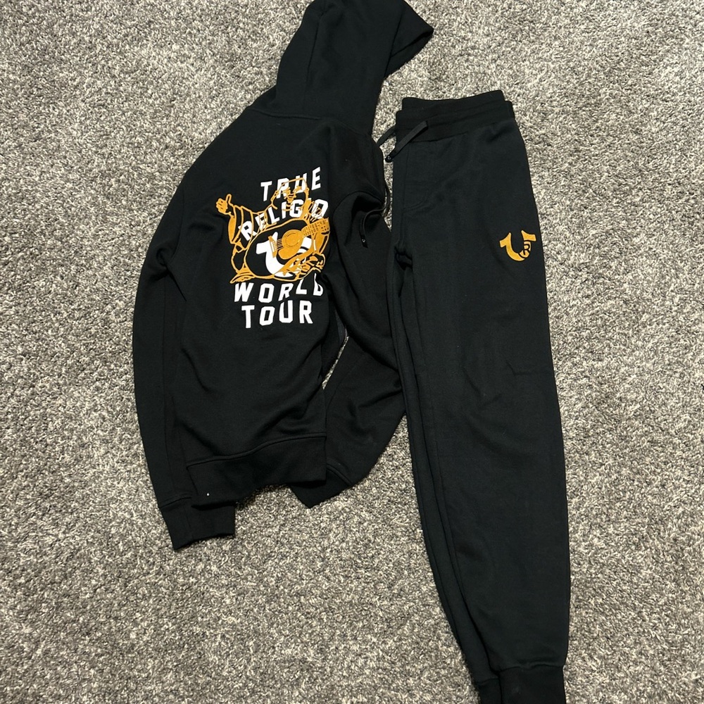 True Religion Black Hoodie and Joggers Set